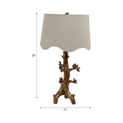 28 Perched Birds On Branch Table Lamp, Gold