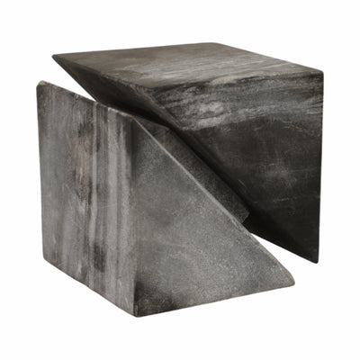 4 Cut Marble Cube, Grey