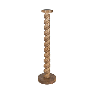 WOOD, 30 SPIRAL FLOOR PILLAR CANDLEHOLDER, NATURA