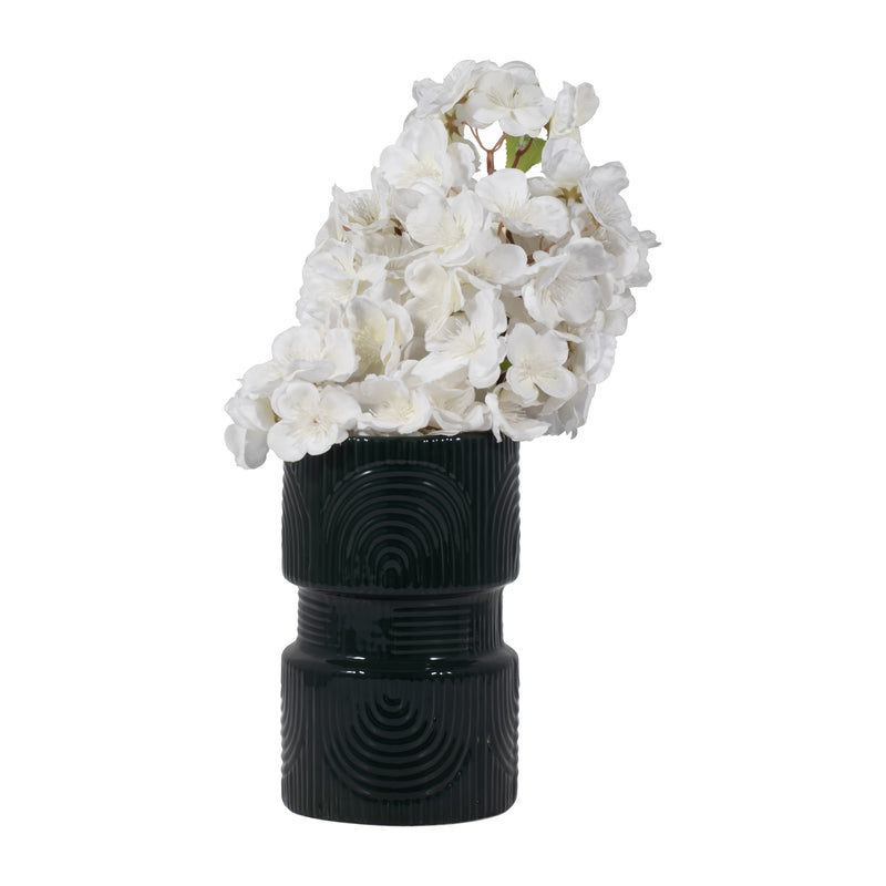 CER, 7 ARCHES DUMBELL VASE, FOREST GREEN