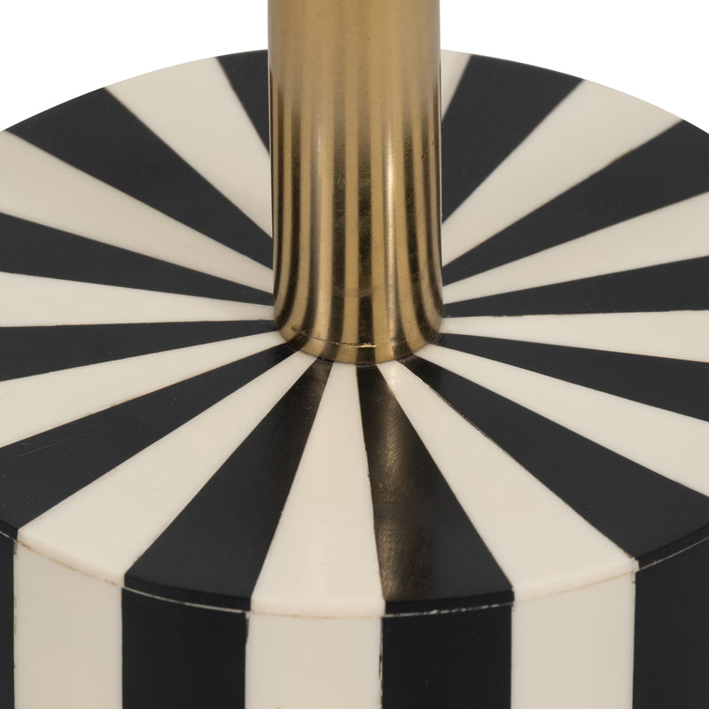 METAL, 24 HARLEQUIN STRIPE ACCENT TABLE, BLACK/WH