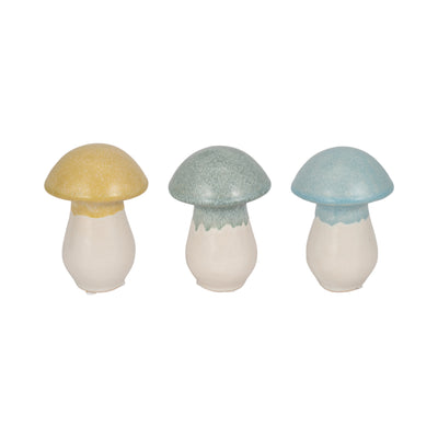 S/3,  5 Colorful Top Mushrooms, Multi