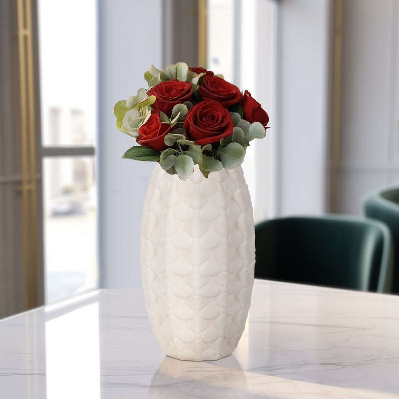 12 ALEXANDER 3D PRINTED VASE, IVORY/BEIGE