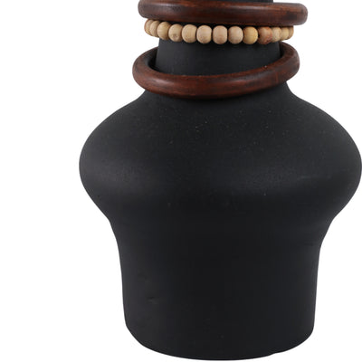 21 Tiago Large Vase With Wood Beads, Blk