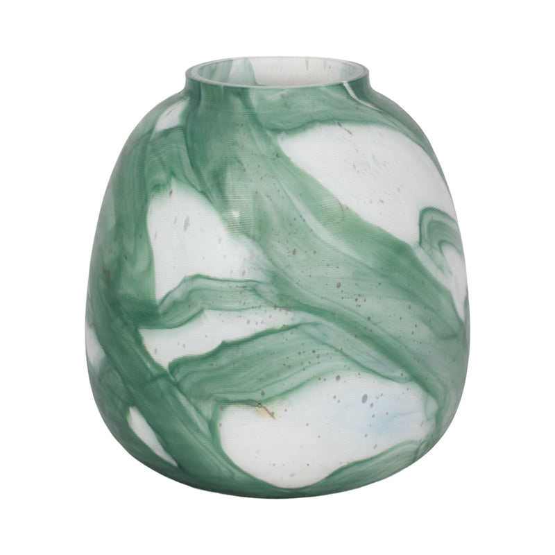 13 Ebb & Flow Vase, Green/clear