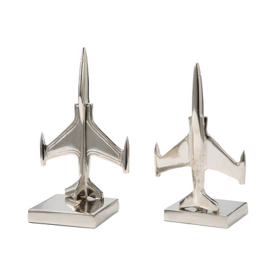 S/2 9 Orleans Silver Plane Bookends