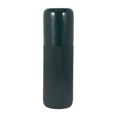 CER, 18H GROOVED VASE, FOREST GREEN