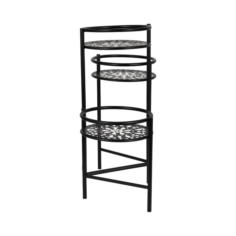 Metal, 22 Folding 3-tier Plant Stand, Black