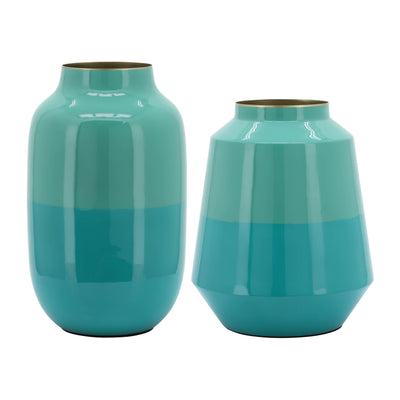 METAL 12 URN VASE, GREEN