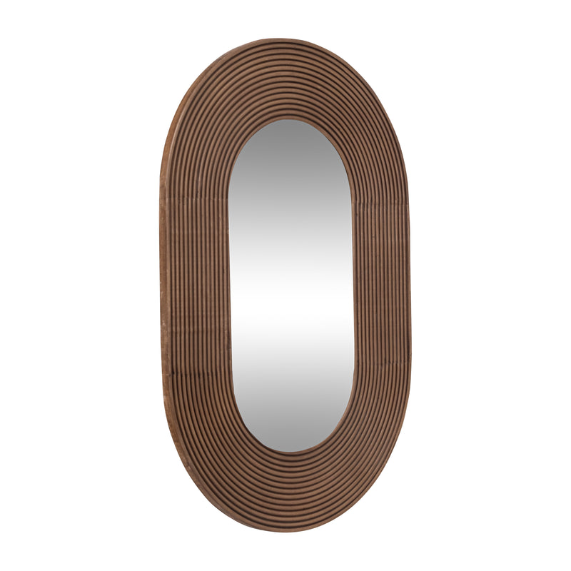 36 RIBBED OVAL MIRROR, WALNUT