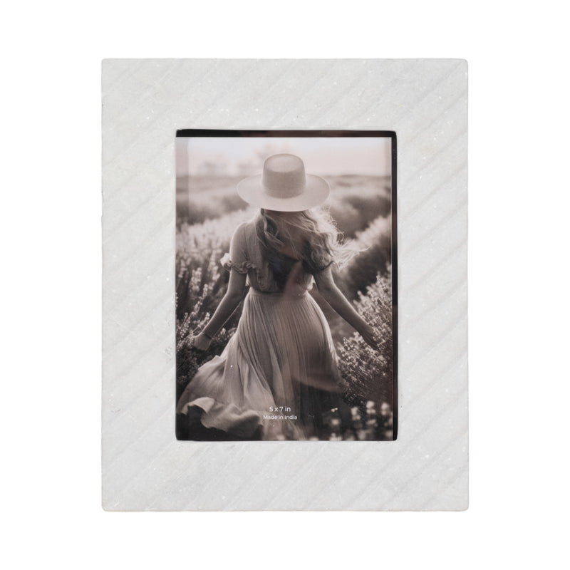 5x7 Marble Ridged Photo Frame, White