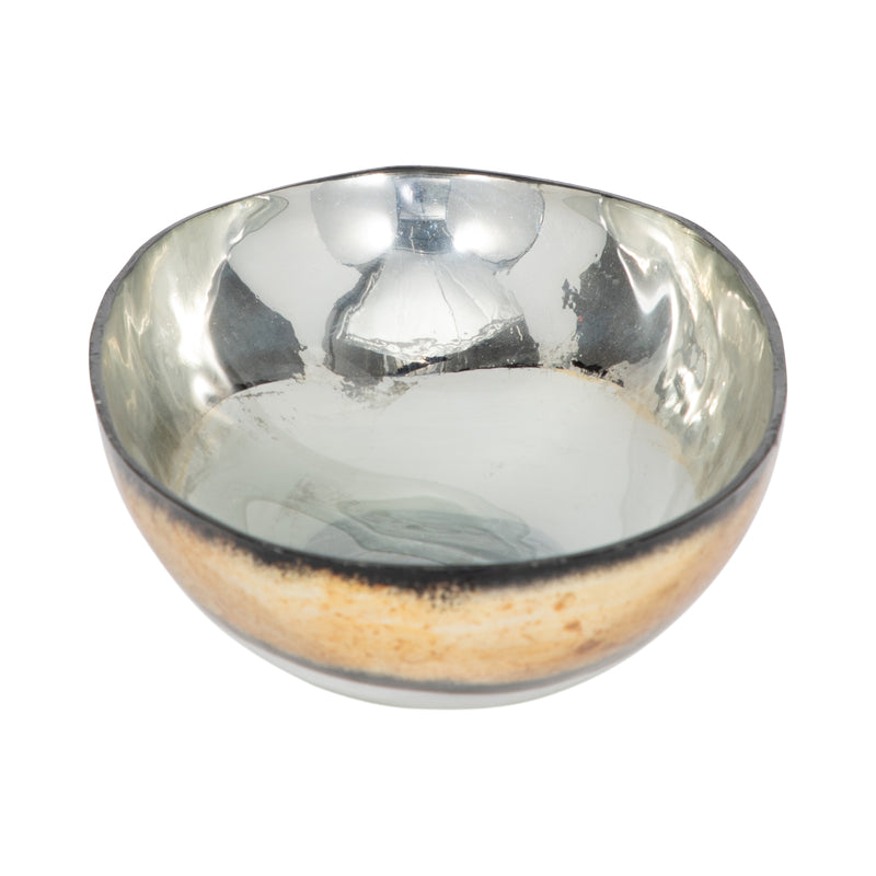 GLASS, 13 BOWL W/ GOLD TRIM, WHITE