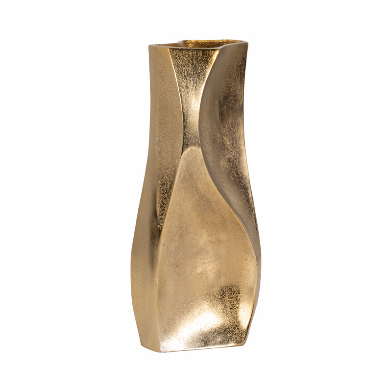 17 Warner Pinched Metal Vase, Gold