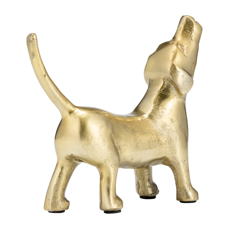 8L METAL, DECO HOWLING DOG, GOLD