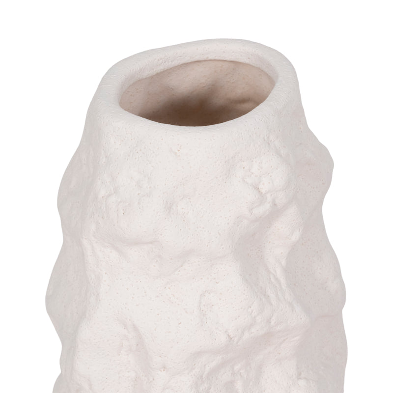 11 Jagged Textured Vase, White