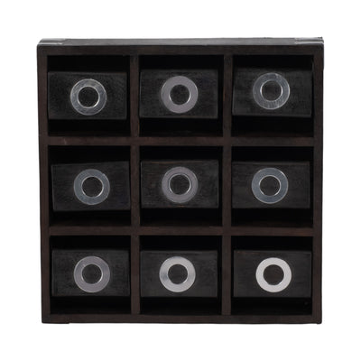 WOOD, 10X10 REVOLVING TIC TAC TOE, BLACK