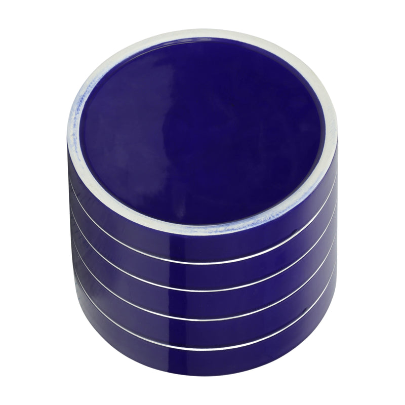 10 STRIPED PLANTER W/ WOOD STAND, NAVY