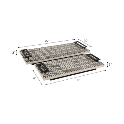 S/2 18/22 Gobiel Black & White Resin Trays