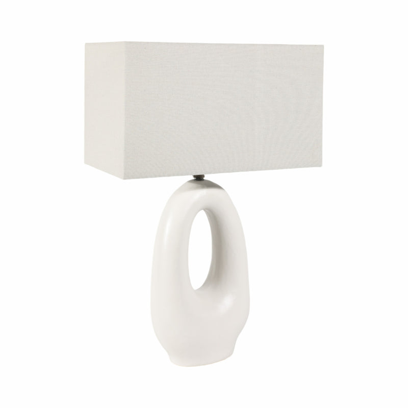 27 Open Cut-out Oval Table Lamp, White