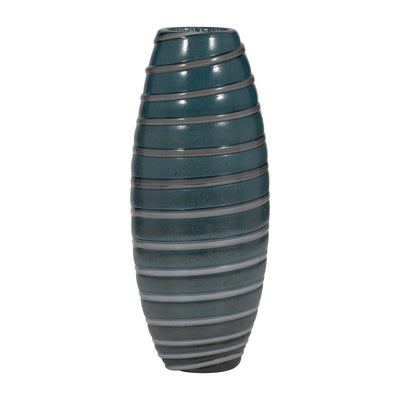 15 Santiago Striped Blue Glass Vase