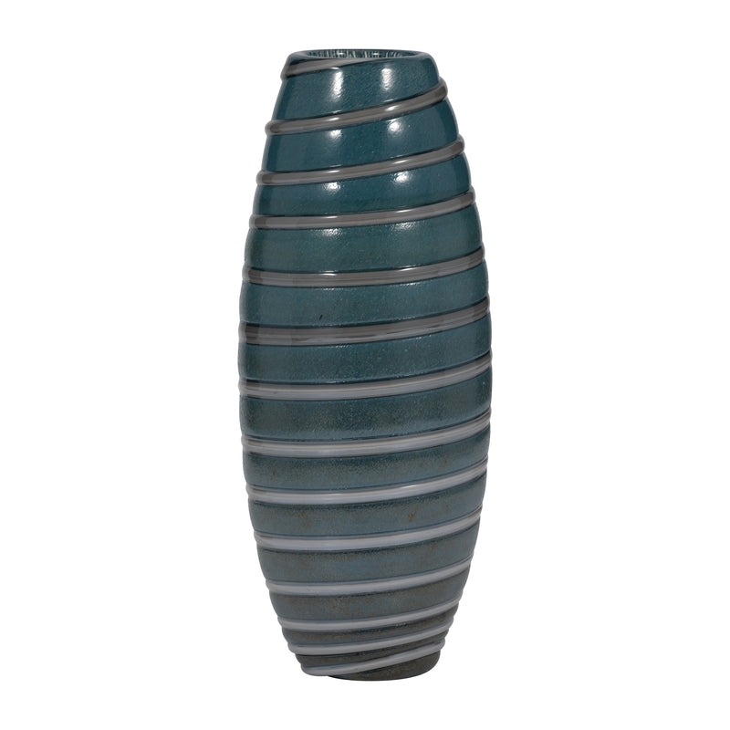 15 Santiago Striped Blue Glass Vase