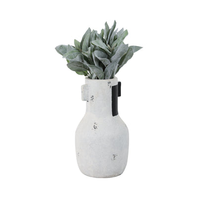 14 Black Patch Modern Terracotta Vase, Ivory/blk