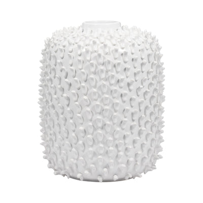 Stoneware, 13 Hand Made Dot Vase, White