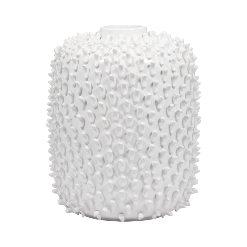 Stoneware, 13 Hand Made Dot Vase, White