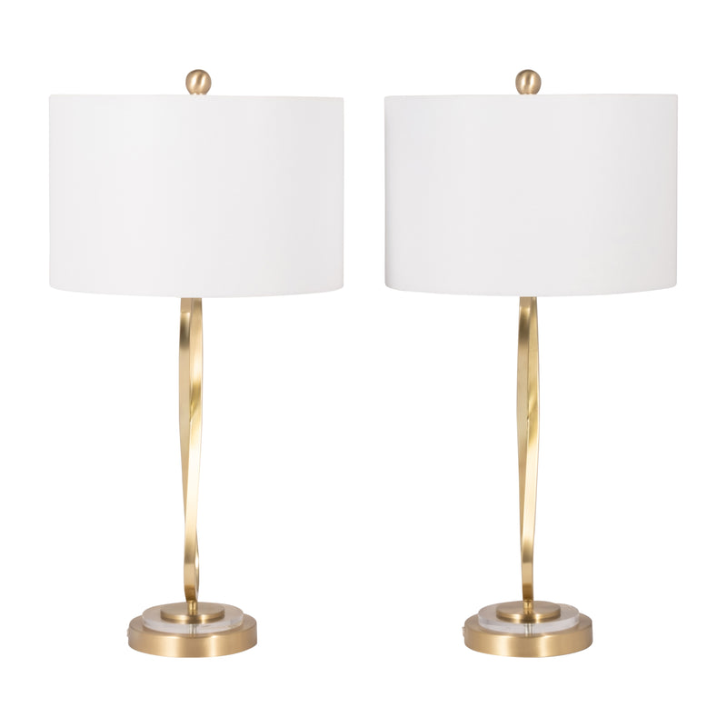 Metal, S/2 28 Infinity Table Lamps, Gold