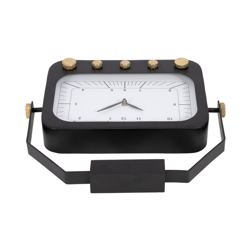 14 Footed Clock With Handle, Black/gold