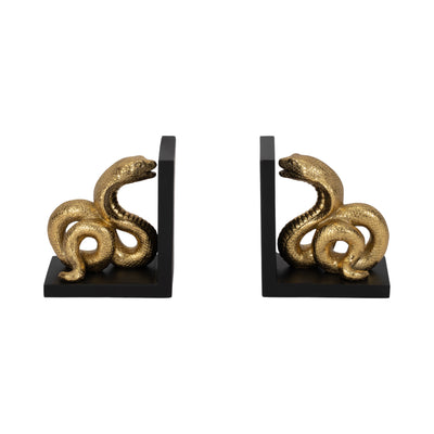 6 Snake Bookends, Gold/black