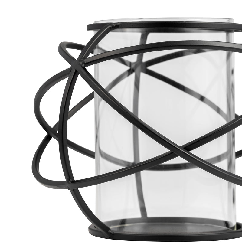 S/2 6 ORB CANDLE HOLDER , BLACK