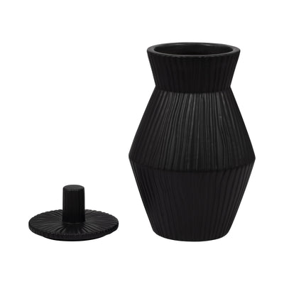 Laurel Small Black Lidded Jar