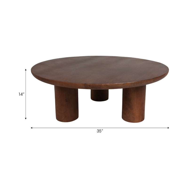 Wood, 35D  Modern Farmhouse Side Table, Brown Kd