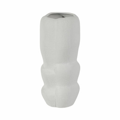 Cer, 12 Waffle Texture Organic Vase, White