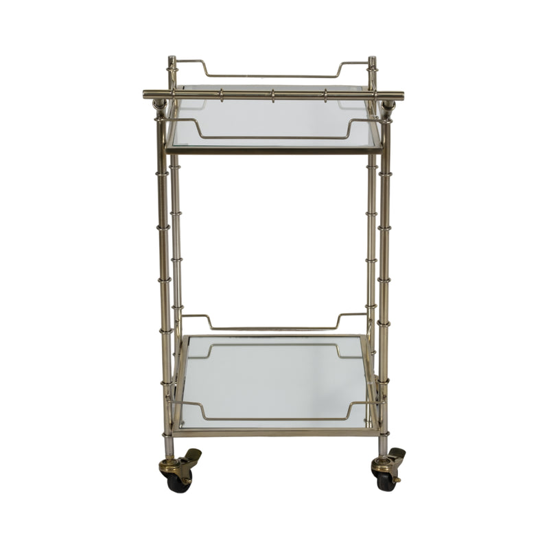 TWO TIER 30H ROLLING BAR CART, GOLD