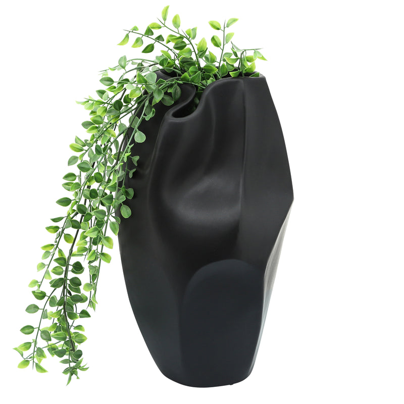 CER, 14H ABSTRACT VASE, BLACK