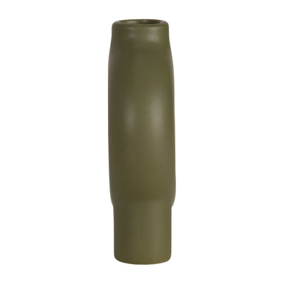 CER,7,DONUT FOOTED VASE,OLIVE