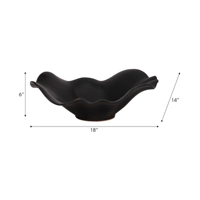 18 Ruffled Edge Bowl Matte Finish, Black