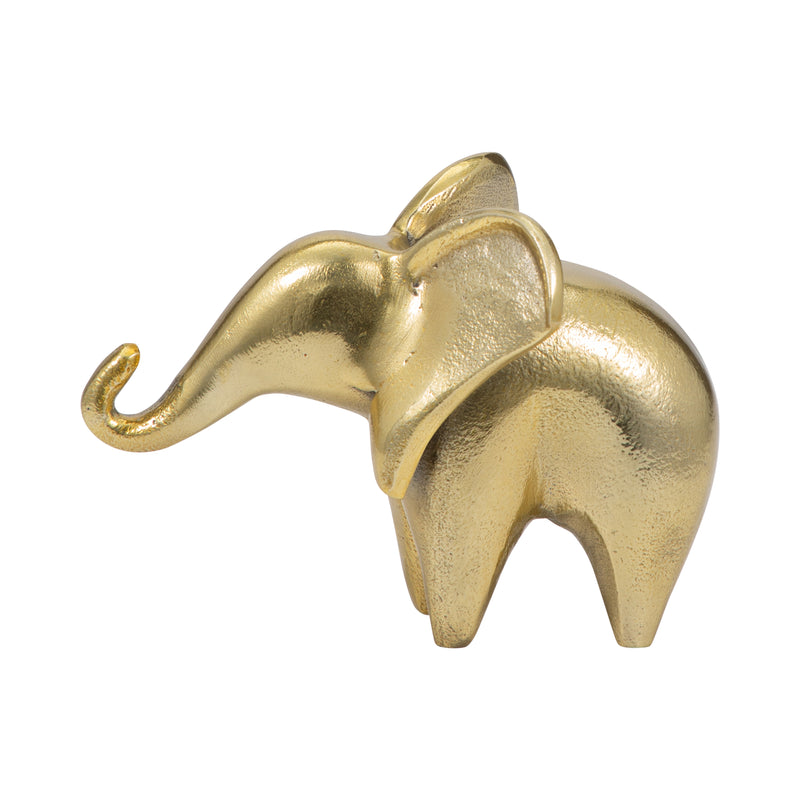 Metal, 7 Trunk Up Elephant, Gold