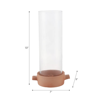 13x7 Terracotta Hurricane Taper Holder, Natural