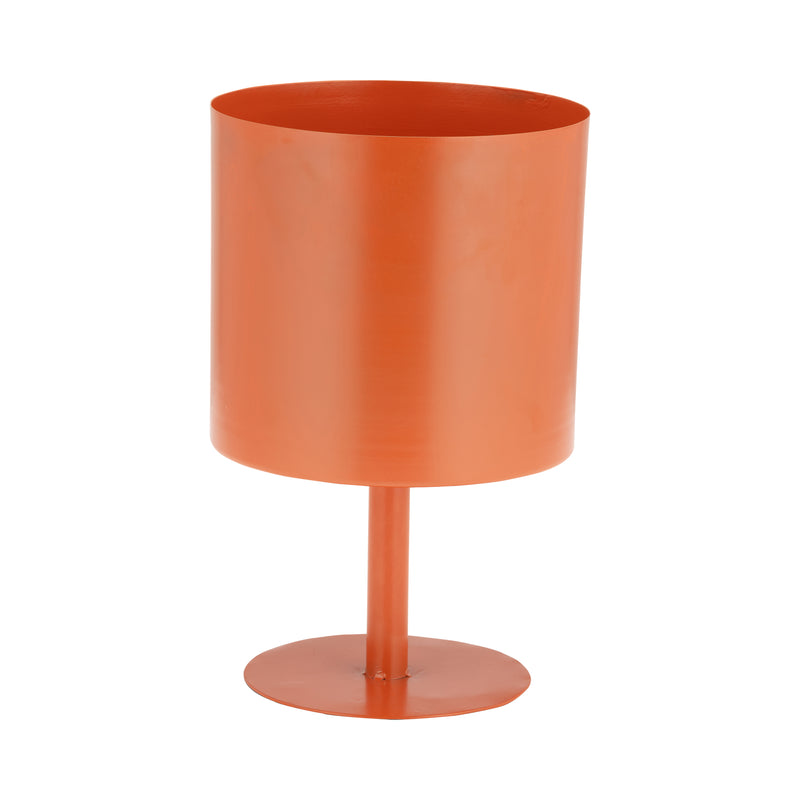 Ec Metal,8,flat Round Base Planter,burnt Orange