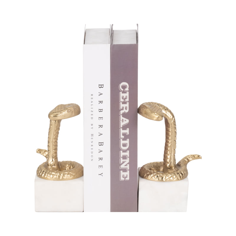 S/2 7 Snake Bookends, Gold