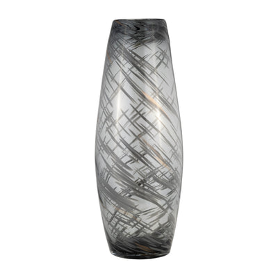 GLASS, 20H SWIRL VASE, BLACK