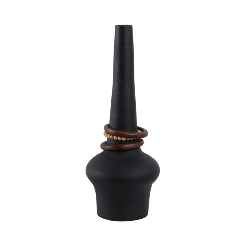 21 Tiago Large Vase With Wood Beads, Blk