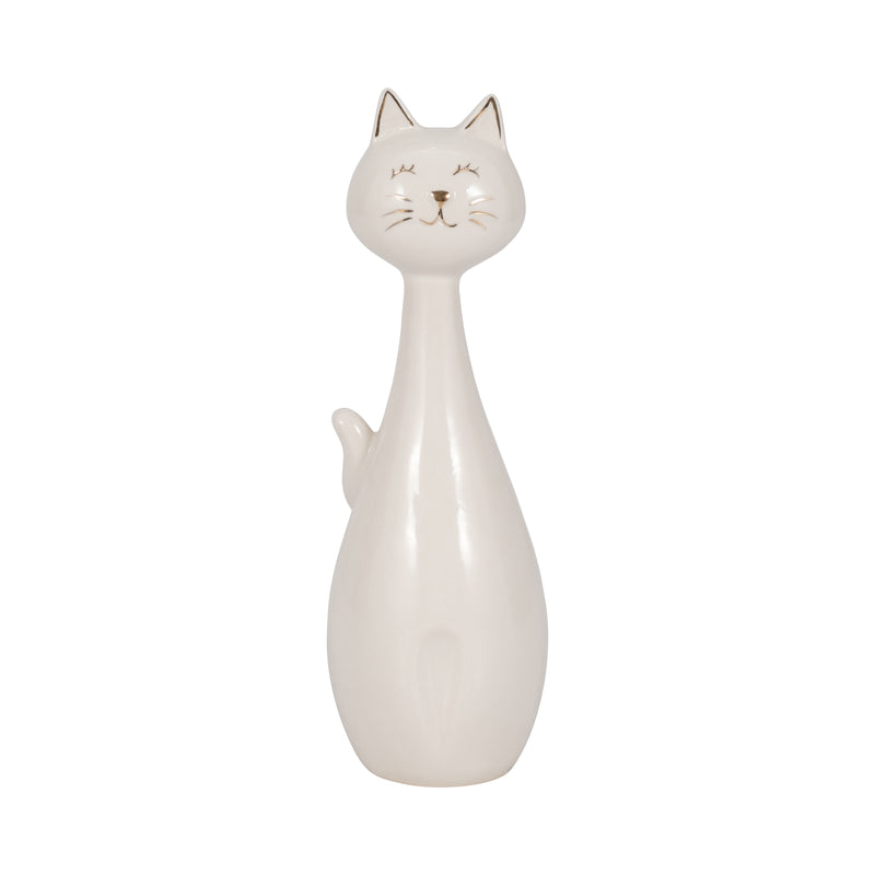 9 Sitting Kitty, White/gold