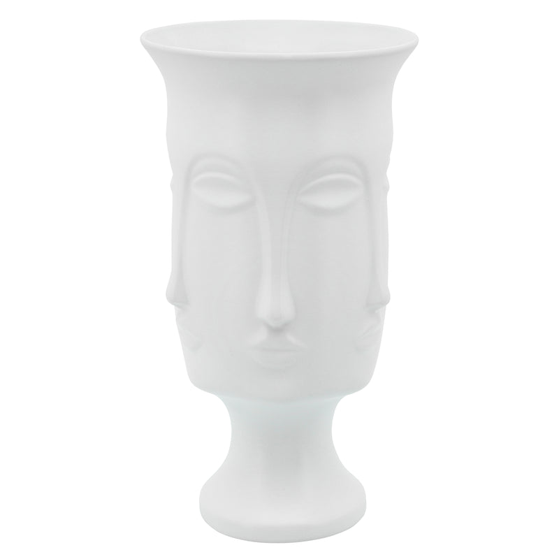 15H MULTI FACED VASE, WHITE