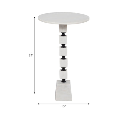 24 Stacked Marble Accent Table, White Kd