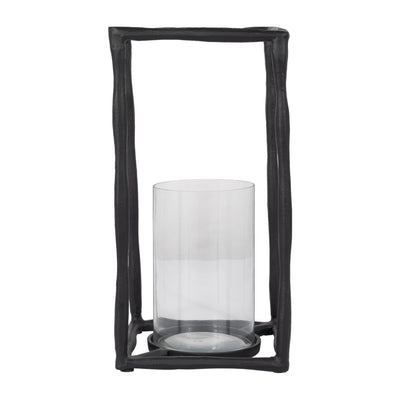 METAL, 16 OPEN SQUARE HURRICANE HOLDER, BLACK