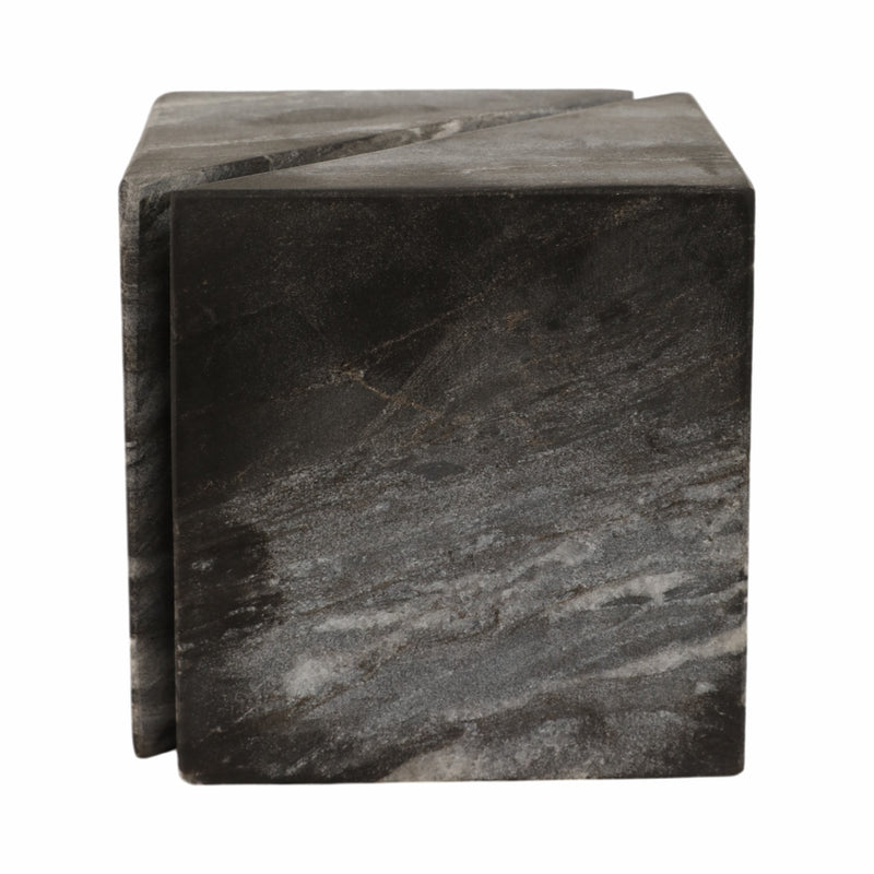 4 Cut Marble Cube, Grey